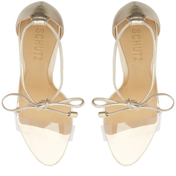 Schutz Josseana Gold and Clear Heeled Sandal - Picture 5 of 16